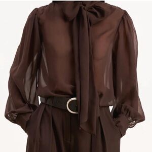 Because of Alice brown chiffon tie top